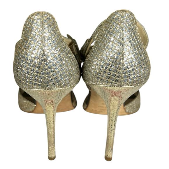 Vintage Jimmy Choo Women’s Gold Glitter Heels Size 38.5 US 8.5 - Picture 9 of 13